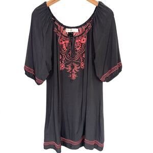 Urban Mangoz Grey Coral Embroidered Short Sleeve Top Size XL